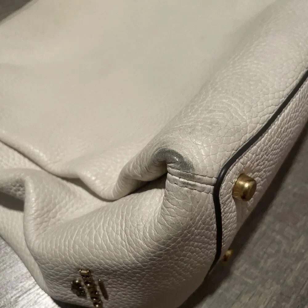 Coach Shay Shoulder Bag Pebble Leather Cream Bone Ivory 93811 Brass